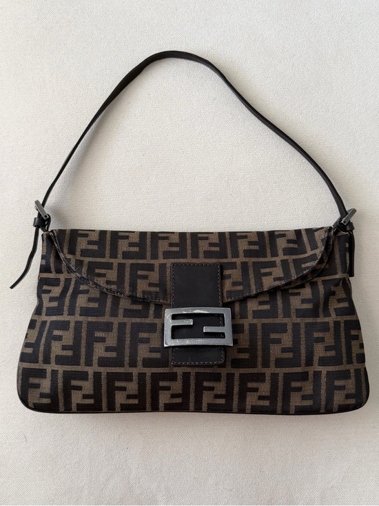 Fendi Handbags - Fendi Brown Zucca Canvas Double Flap Shoulder Bag